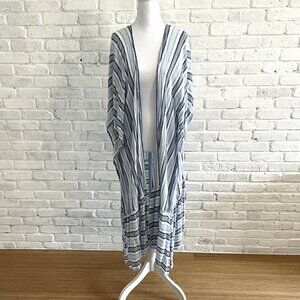Blue Island Kimono Cover Up with Silver Sparkle Stripes